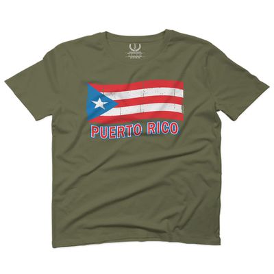 0037 Bandera Puerto Rico Flag Boricua Puerto Rican Nuyorican Pride for Men T Shirt (Olive Green, 2X-Large)