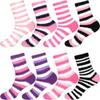BambooMN Super Soft Warm Microfiber Cozy Fuzzy Home Stripe Socks - 8 Pairs - Assortment S4 view 1