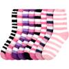 BambooMN Super Soft Warm Microfiber Cozy Fuzzy Home Stripe Socks - 8 Pairs - Assortment S4 view 2