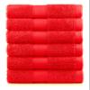 BY LORA Terry Cotton Hand Towels, Red, Set of 6 view 1