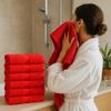 BY LORA Terry Cotton Hand Towels, Red, Set of 6 view 3