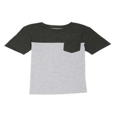 French Toast Little Boys Short Sleeve Colorblocked Tee, Heather Gray, 5