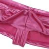 FEESHOW Men's Shiny Low Rise Bikini Briefs Bulge Pouch Cheeky Underwear Swimwear Hot Pink XX-Large (waistline:32.0-42.0") view 3