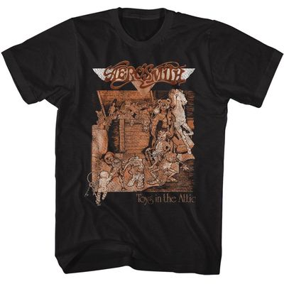 Aerosmith T Shirt for Men & Women Toys in The Attic Album Cover Art Black Graphic Crew Neck, Short Sleeve Tee - Band Tshirts