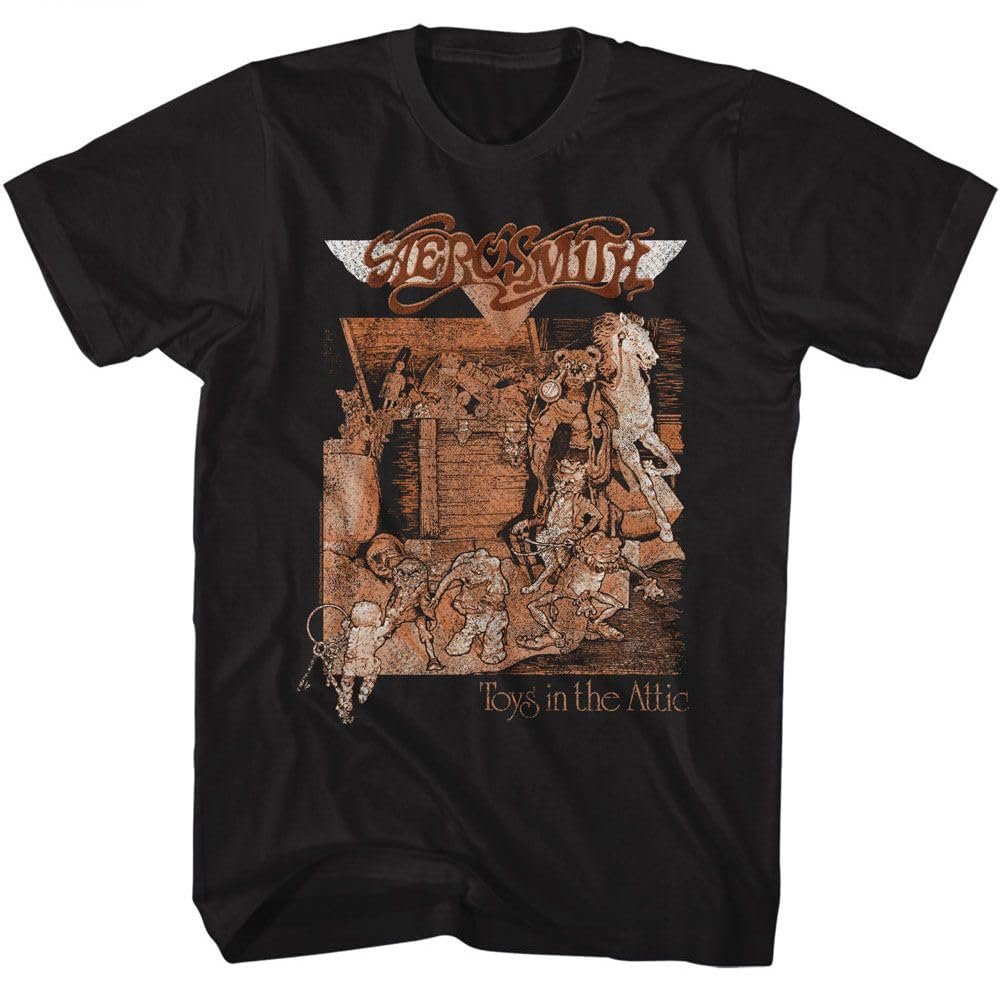 Aerosmith T Shirt for Men & Women Toys in The Attic Album Cover Art Black Graphic Crew Neck, Short Sleeve Tee - Band Tshirts