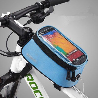 GKPR Bicycle Frame Bags Mobile Phone Holder Top Tube Handlebars Bag Bike Storage Bag-blue