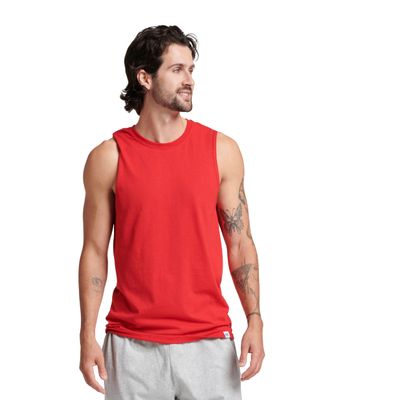Russell Athletic Men's Cotton Performance Sleeveless Muscle T-Shirt,True red,X-Large