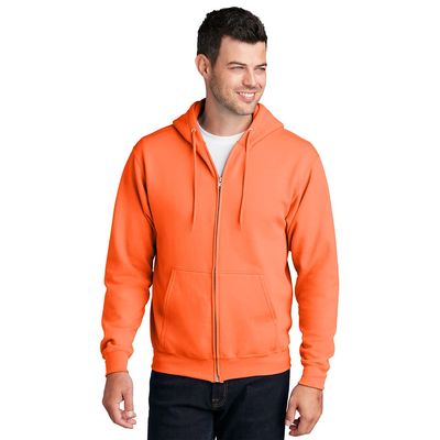 Port & Company - Core Fleece Full-Zip Hooded Sweatshirt 3XL Neon Orange