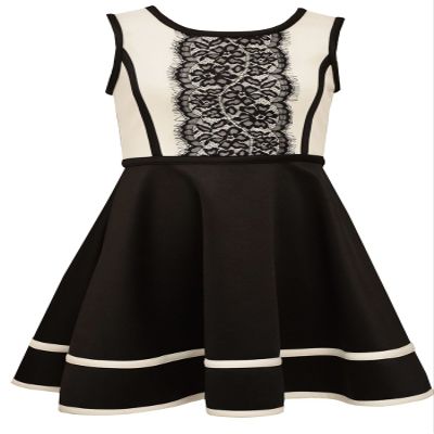 Bonnie Jean Girls' Big Girls' Scuba Fit and Flare Contrast Dress (4, Black/White)