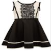 Bonnie Jean Girls' Big Girls' Scuba Fit and Flare Contrast Dress (4, Black/White) view 1