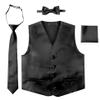 Luca Gabriel Toddler Boys' 4 Piece Formal Satin Vest Set - Black - 4 to 5 view 1