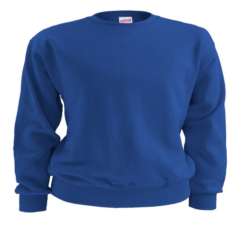 MJ Soffe J9001 Youth Juvenile Classic Crew Sweatshirt, Royal - XSM