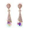 Grace Jun Gold Plated Full Rhinestone Crystal Long Drop Earrings and Clip on Earrings Without Piercing (Pierced Earrings AB) view 1