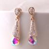 Grace Jun Gold Plated Full Rhinestone Crystal Long Drop Earrings and Clip on Earrings Without Piercing (Pierced Earrings AB) view 3