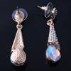 Grace Jun Gold Plated Full Rhinestone Crystal Long Drop Earrings and Clip on Earrings Without Piercing (Pierced Earrings AB) view 4