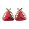Grace Jun Fashion Bridal Rhinestone Crystal Triangle Shape Clip on Earrings Non Piercing for Women Ear Clip (Red) view 1