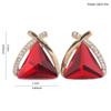 Grace Jun Fashion Bridal Rhinestone Crystal Triangle Shape Clip on Earrings Non Piercing for Women Ear Clip (Red) view 2