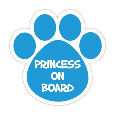 (5 Stickers Combo Deal) Dog Paw Shaped Bumper Sticker Vinyl Decal: Princess On Board | Dogs, Gifts 5"X 5"
