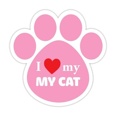 (5 Stickers Combo Deal) Dog Paw Shaped Bumper Sticker Vinyl Decal I Love My Cat 5"X 5"
