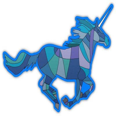 (3 Stickers Combo Deal) Unicorn Geometric Colors Blue Outline Stained Glass JDM Racing Skateboard Cool Bumper Sticker Window Decal 3x5