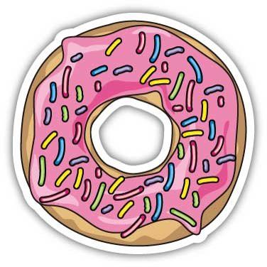 (3 Stickers Combo Deal) Pink Doughnut with Sprinkles Concession Stand JDM Racing Skateboarding Car Window Decal 5x5