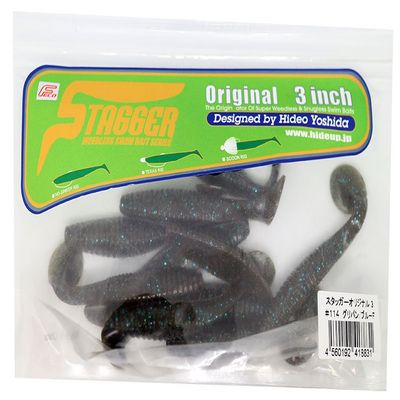 HIDEUP Worm Stagger Original 3" Gripan/Blue Flake #114 Lure