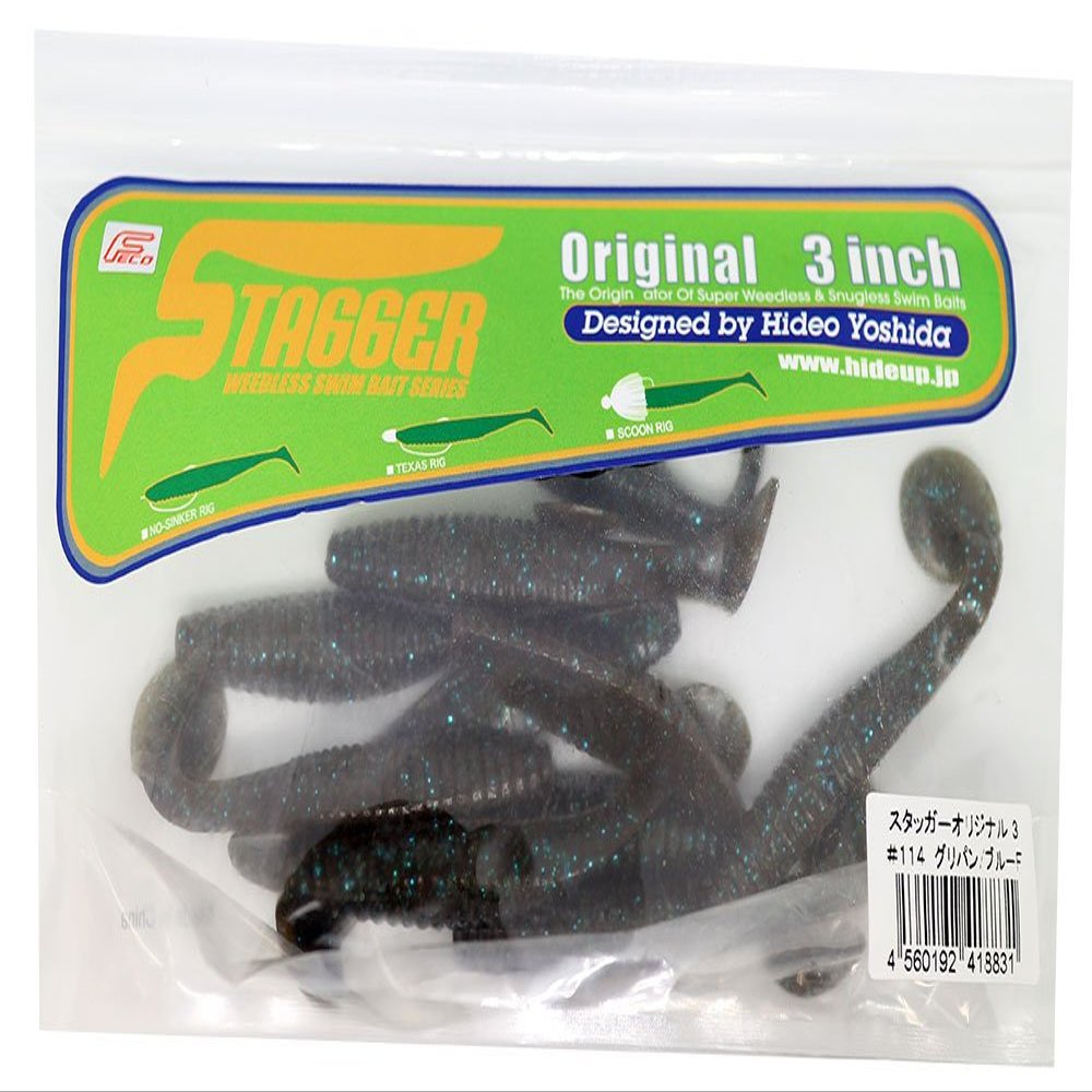 HIDEUP Worm Stagger Original 3" Gripan/Blue Flake #114 Lure