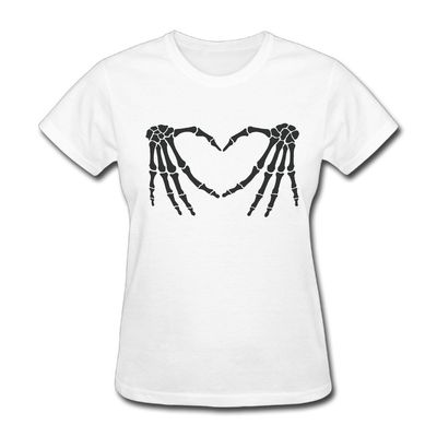 Skeleton Hands Love Heart Boobs T-shirt Design For Women