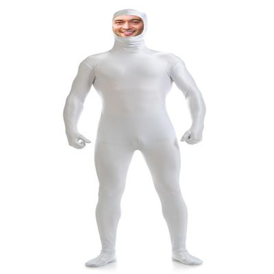 DreamHigh Men's Women's Polyester Spandex Full Body Costume Zentai Suit-Open Face (White, L)