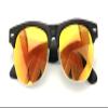 Classic Half Rim Round Vintage Retro Sunglasses (Matte Black, Orange Mirror) view 1