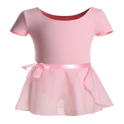 DANSHOW Girls Short Sleeve Leotard with Skirt Kids Dance Ballet Tutu Dresses(3027-XL-08)