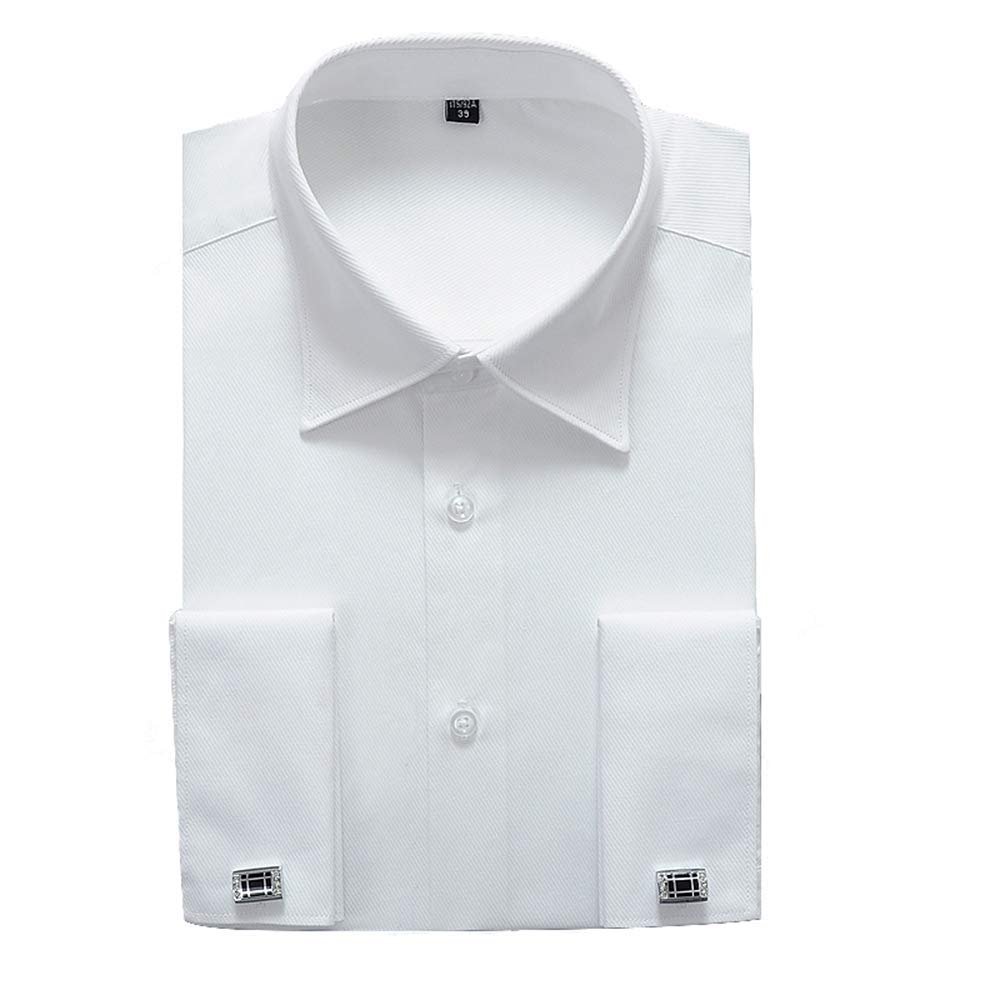Alimens & Gentle French Cuff Regular Fit Dress Shirts (Cufflink Included) White