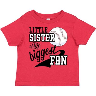 inktastic Little Sister and Biggest Baseball Fan Toddler T-Shirt 2T Red 2a7dd