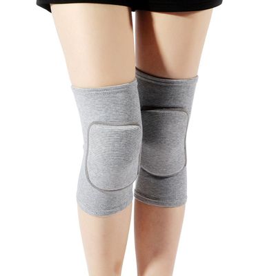 LZEEM Soft Kneepads Cotton Volleyball Tennis 1 Pair-Women Pole Dance Yoga Knee Protector Guards for Athletic Use Adult Cycling Gym Workout Exercise Skating Knee Brace Support With Sponge (Gray, L)