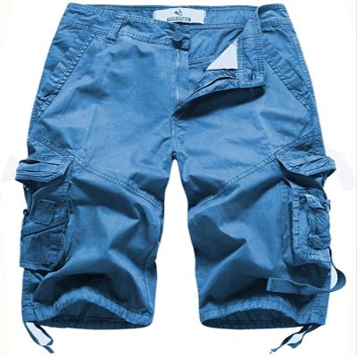 FOURSTEEDS Women's Casual Loose Fit Multi-Pockets Camouflage Twill Bermuda Cargo Shorts with Belt US 16 Blue