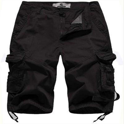 FOURSTEEDS Women's Casual Loose Fit Multi-Pockets Camouflage Twill Bermuda Cargo Shorts with Belt US 12 Black