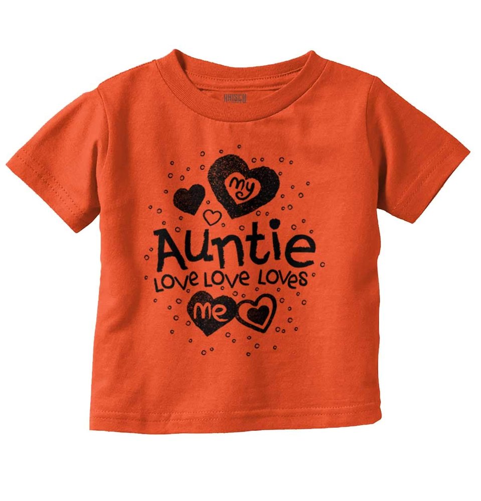 Auntie Loves Me Adorable Cute Niece Youth T Shirt Tee Girls Orange