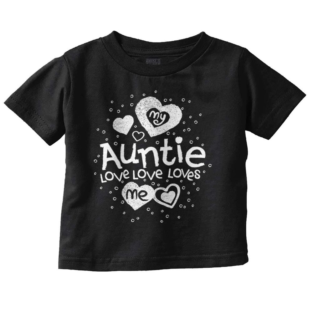 Auntie Loves Me Adorable Cute Niece Youth T Shirt Tee Girls Black