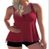 Hilor Womens Plus Size Tankini Swimsuits Flattering Two Piece Bathing Suits Loose Fit Swimwear with Shorts Burgundy 24 view 1