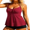 Hilor Womens Plus Size Tankini Swimsuits Flattering Two Piece Bathing Suits Loose Fit Swimwear with Shorts Burgundy 24 view 2