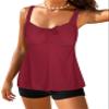 Hilor Womens Plus Size Tankini Swimsuits Flattering Two Piece Bathing Suits Loose Fit Swimwear with Shorts Burgundy 24 view 3