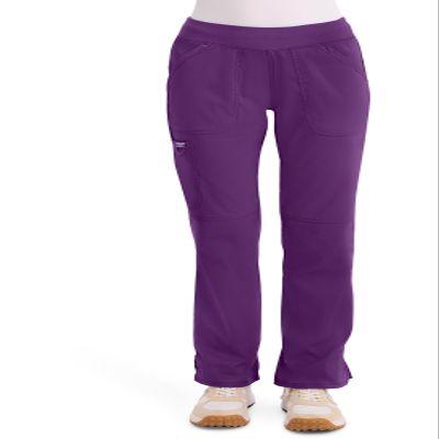 Cherokee Women's Mid Rise Straight Leg Pull-on Pant, X-Small Petite, Eggplant
