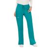WW Revolution by Cherokee Women's Mid Rise Moderate Flare Drawstring Pant Petite, Teal Blue, Small Petite view 1
