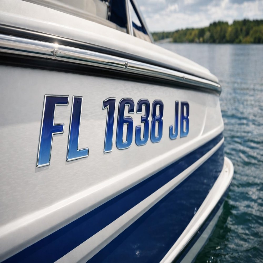 Boat Letters and Numbers Registration Set Navy Blue Domed Numbers and Lettering for Marine Vessels
