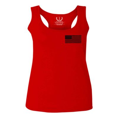 0021. Vintage American Flag United States of America Military us USA Patriotic Style Women's Tank Top Racerback (Red, Large)