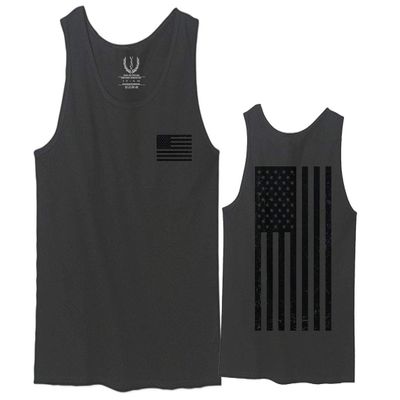 0021. Vintage American Flag United States of America Military us USA Patriotic Style Men's Tank Top (Charcoal, X-Large)
