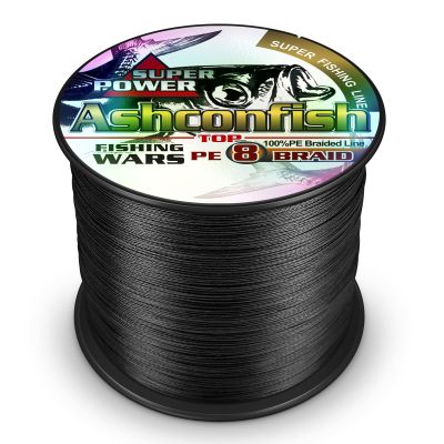 Ashconfish Braided Fishing Line-8 Strands Super Strong Fishing Wire 1000M/1093Yards 100LB-Abrasion Resistant Braided Lines-Incredible Superline-Zero Stretch-Superfine Diameter- Black
