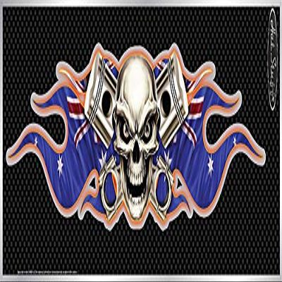HOT STUFF MERCHANDISE Large US Flag Skull Pistons AUTO Sticker, Large