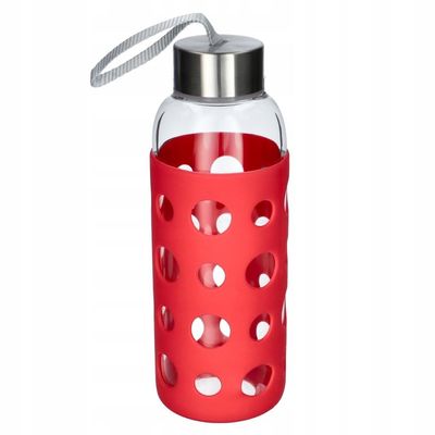IBILI Glass Bottle Lake 400 Ml Red, Borosilicate & Silicone, 30 x 30 x 30 cm