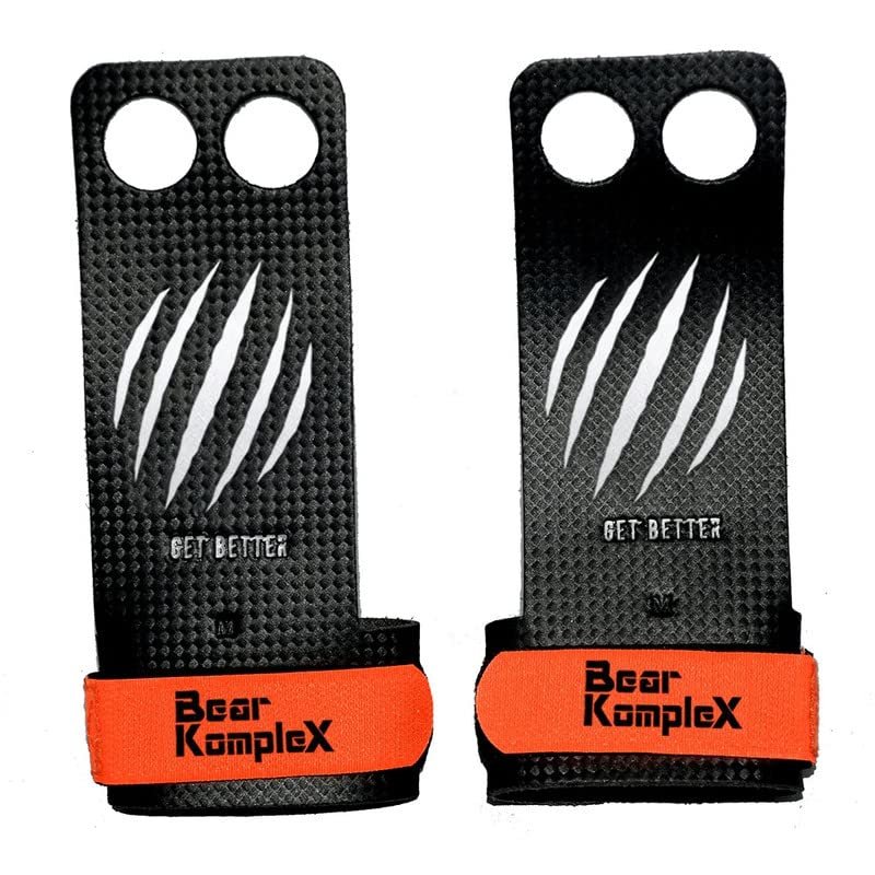 Bear KompleX - Cross Training Grips, Pull Up Hand Protection for Men and Women, Gymnastics and Weightlifting Carbon Fiber Wrist Wraps, Premium Workout Equipment for Gymnastic Bars & Training - 2 Hole